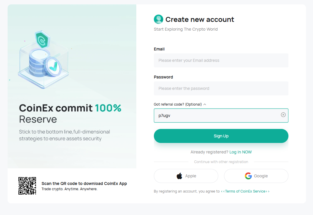 CoinEx Referral Code: p7ugv